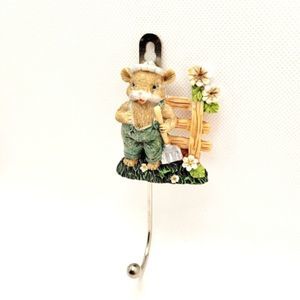 Cottage Door Mouse Field Mouse Coat Hook Ceramic Detailed Farm Mouse Coat Hanger